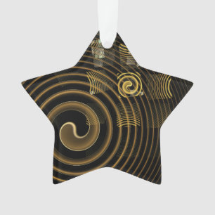 Hypnotic Golden Waves Modern Abstract Art Ornament