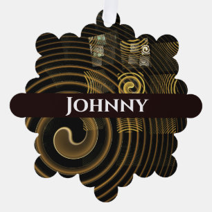 Hypnotic Golden Waves Modern Abstract Art Ornament Card