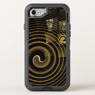 Hypnotic Golden Waves Modern Abstract Art OtterBox Defender iPhone SE/8/7 Case
