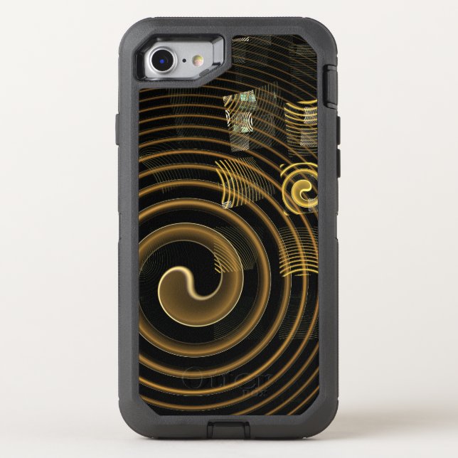 Hypnotic Golden Waves Modern Abstract Art Otterbox iPhone Case (Back)