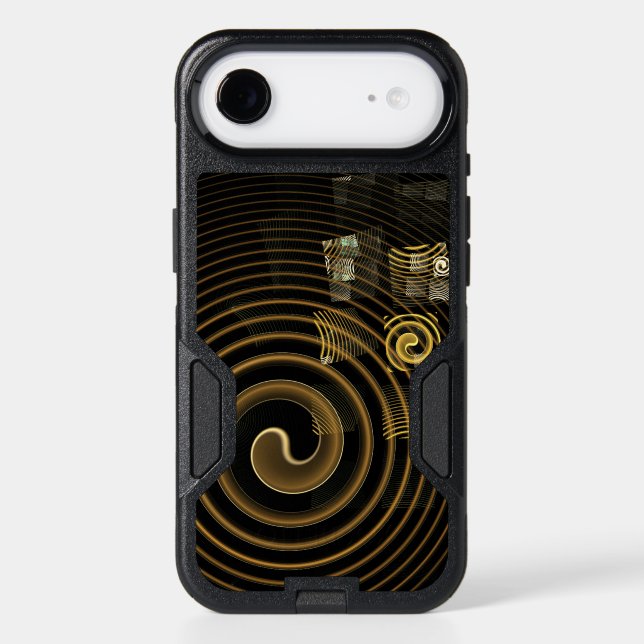 Hypnotic Golden Waves Modern Abstract Art Otterbox iPhone Case (Back)