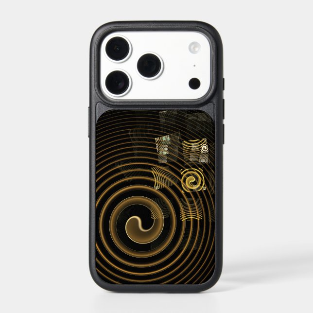 Hypnotic Golden Waves Modern Abstract Art Otterbox iPhone Case (Back)