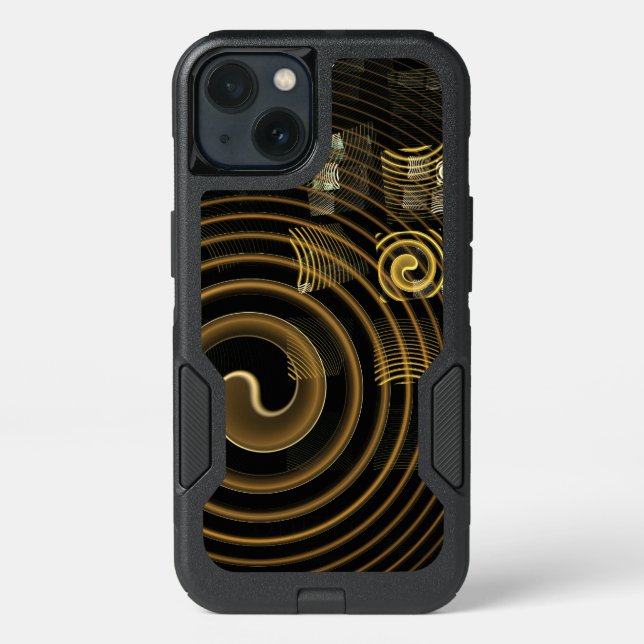 Hypnotic Golden Waves Modern Abstract Art Otterbox iPhone Case (Back)