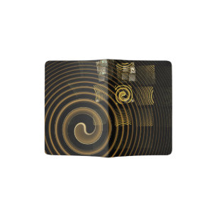 Hypnotic Golden Waves Modern Abstract Art Passport Holder