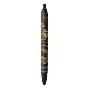 Hypnotic Golden Waves Modern Abstract Art Pen