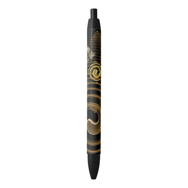 Hypnotic Golden Waves Modern Abstract Art Pen (Front Vertical)