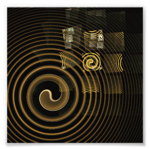 Hypnotic Golden Waves Modern Abstract Art Photo Print