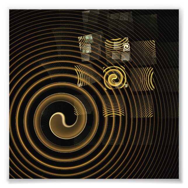 Hypnotic Golden Waves Modern Abstract Art Photo Print (Front)