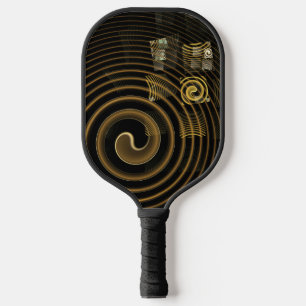 Hypnotic Golden Waves Modern Abstract Art Pickleball Paddle