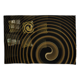 Hypnotic Golden Waves Modern Abstract Art Pillowcase