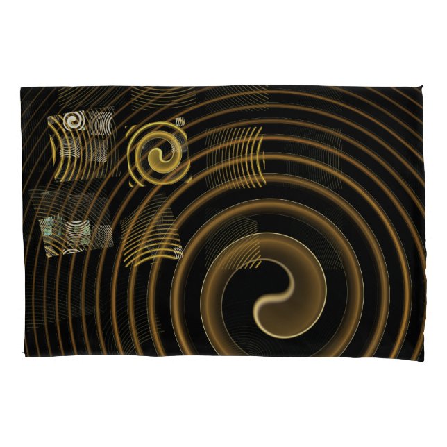 Hypnotic Golden Waves Modern Abstract Art Pillowcase (Front)