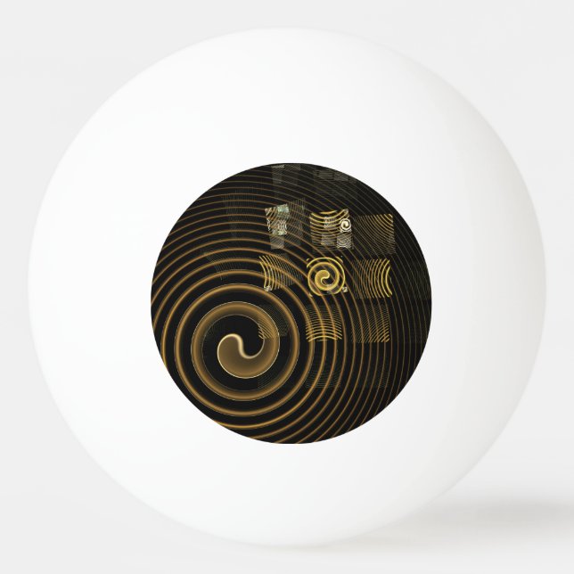 Hypnotic Golden Waves Modern Abstract Art Ping-Pong Ball (Front)