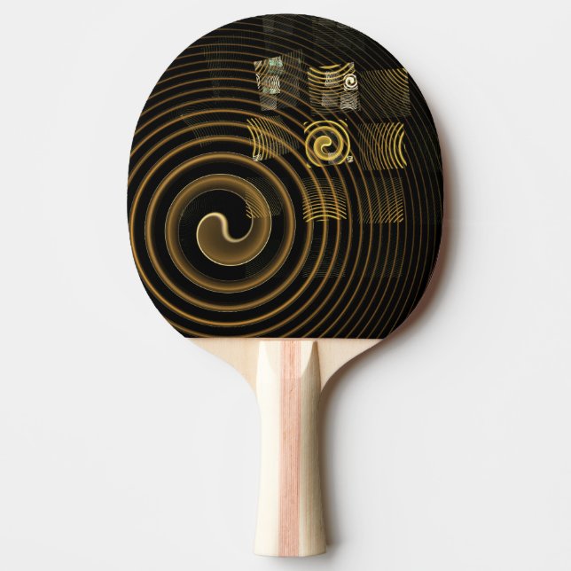 Hypnotic Golden Waves Modern Abstract Art Ping Pong Paddle (Front)