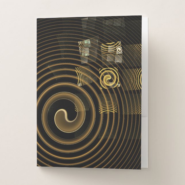 Hypnotic Golden Waves Modern Abstract Art Pocket Folder (Front)