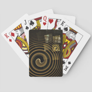 Hypnotic Golden Waves Modern Abstract Art Poker Cards
