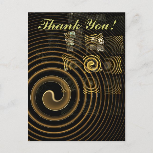 Hypnotic Golden Waves Modern Abstract Art Postcard (Front)