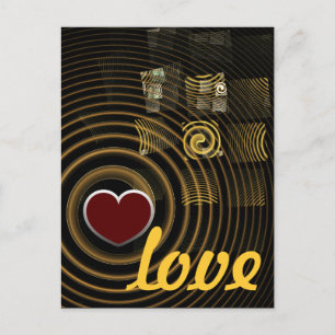 Hypnotic Golden Waves Modern Abstract Art Postcard
