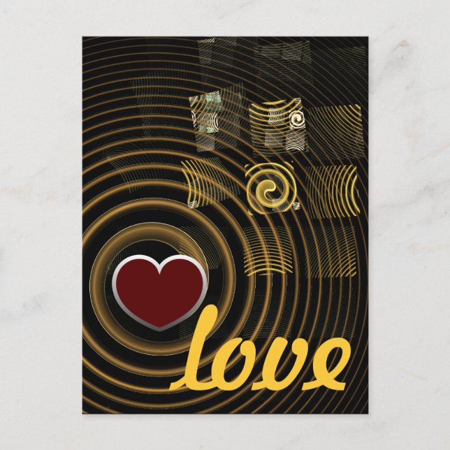 Hypnotic Golden Waves Modern Abstract Art Postcard (Front)