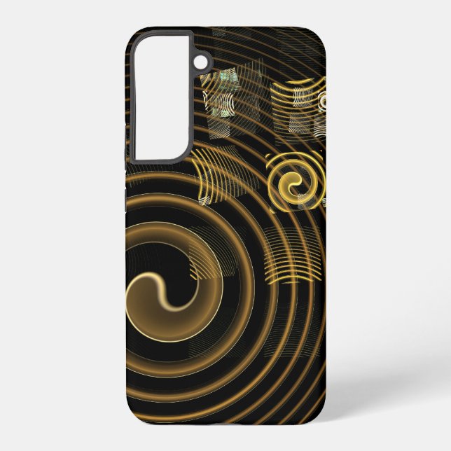 Hypnotic Golden Waves Modern Abstract Art Samsung Galaxy Case (Back)