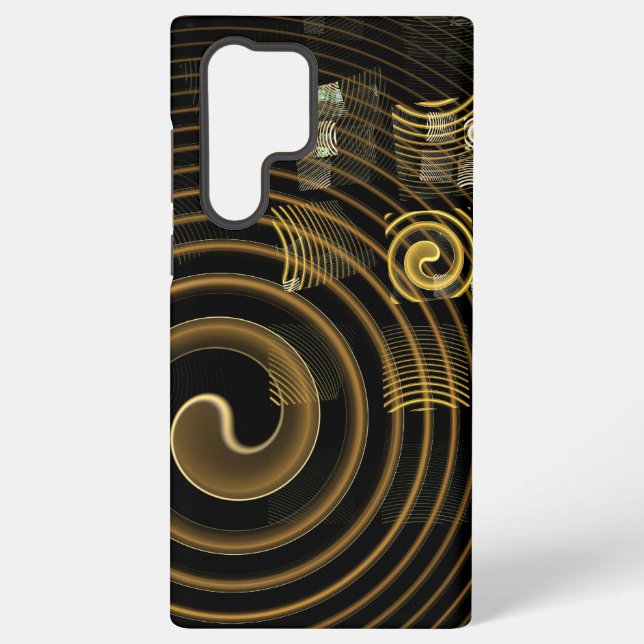 Hypnotic Golden Waves Modern Abstract Art Samsung Galaxy Case (Back)