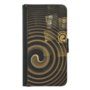 Hypnotic Golden Waves Modern Abstract Art Wallet Phone Case For Samsung Galaxy S5