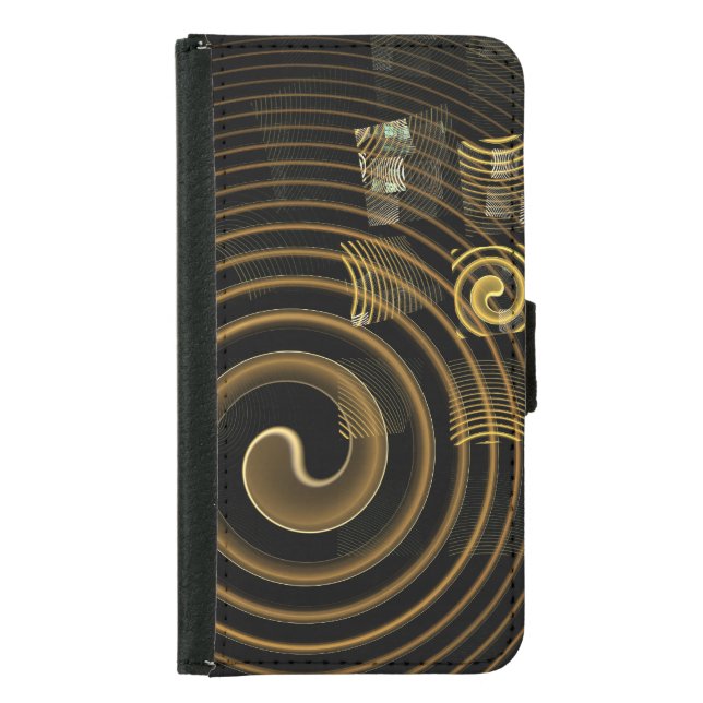 Hypnotic Golden Waves Modern Abstract Art Samsung Galaxy Wallet Case (Front)