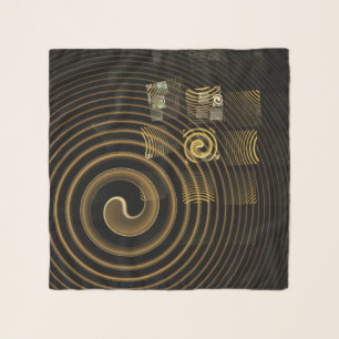 Hypnotic Golden Waves Modern Abstract Art Scarf