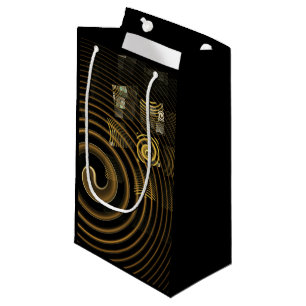Hypnotic Golden Waves Modern Abstract Art Small Gift Bag