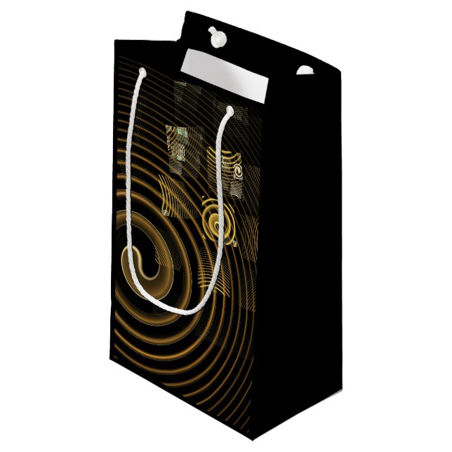Hypnotic Golden Waves Modern Abstract Art Small Gift Bag (Front Angled)