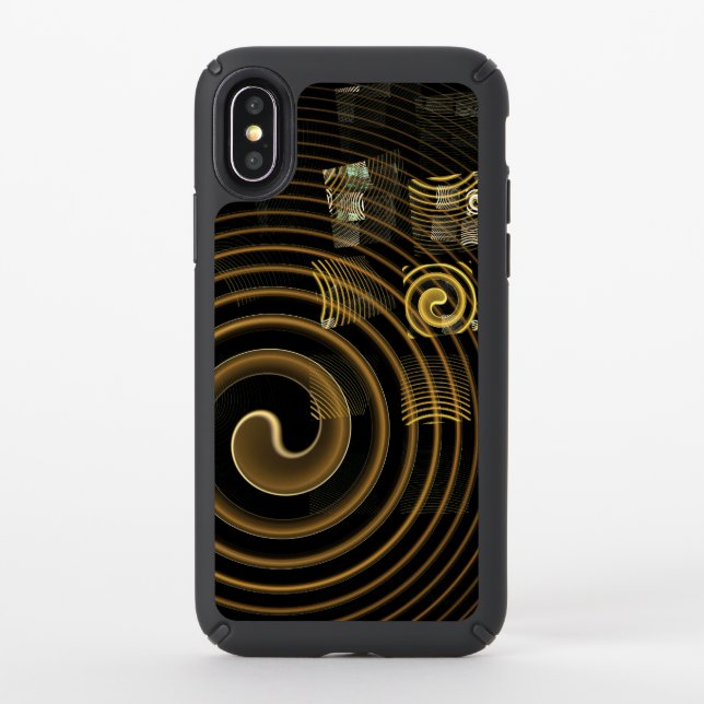 Hypnotic Golden Waves Modern Abstract Art Speck iPhone XS Case (Front)