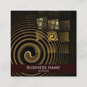 Hypnotic Golden Waves Modern Abstract Art Square Business Card