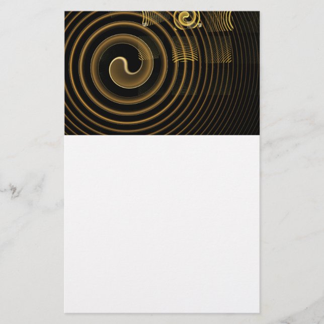 Hypnotic Golden Waves Modern Abstract Art Stationery (Front)