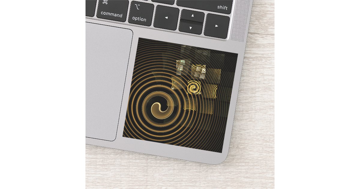 Hypnotic Golden Waves Modern Abstract Art Sticker | Zazzle