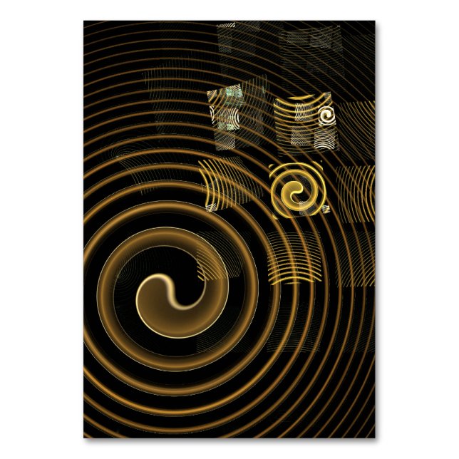 Hypnotic Golden Waves Modern Abstract Art Table Number (Front)