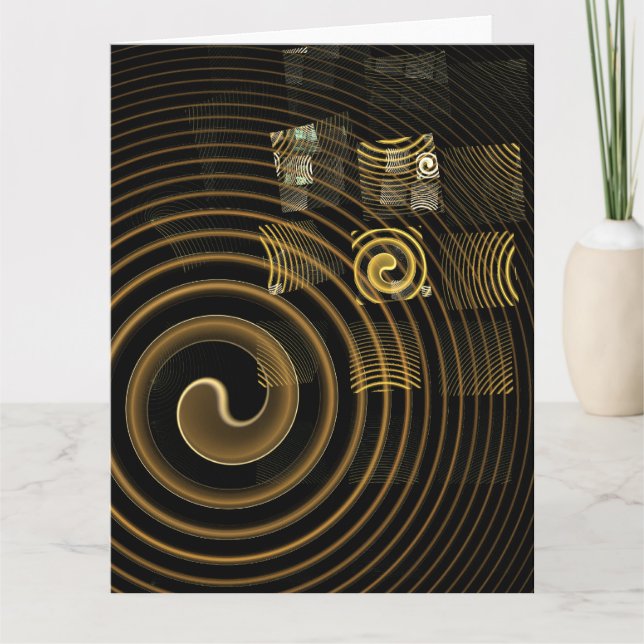 Hypnotic Golden Waves Modern Abstract Art Thank You Card (Front)