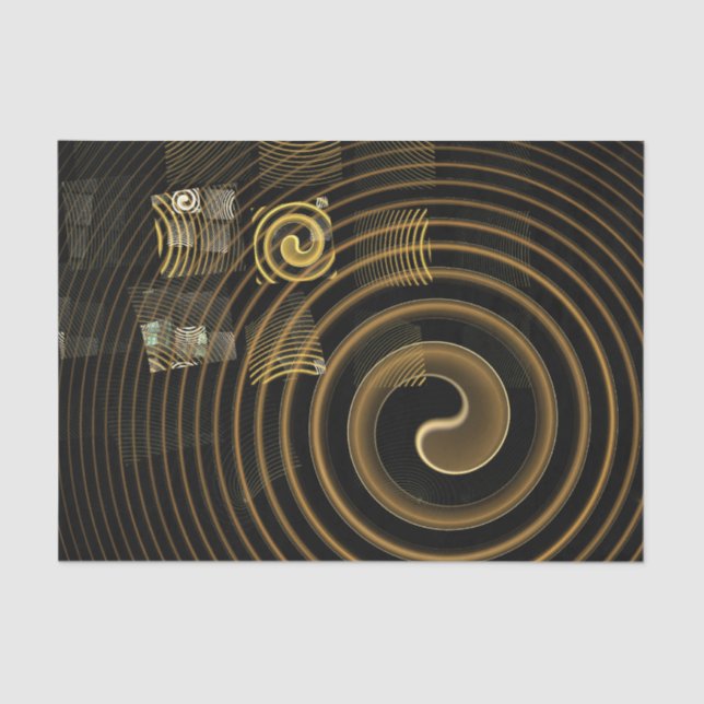 Hypnotic Golden Waves Modern Abstract Art Tissue Paper (Front)