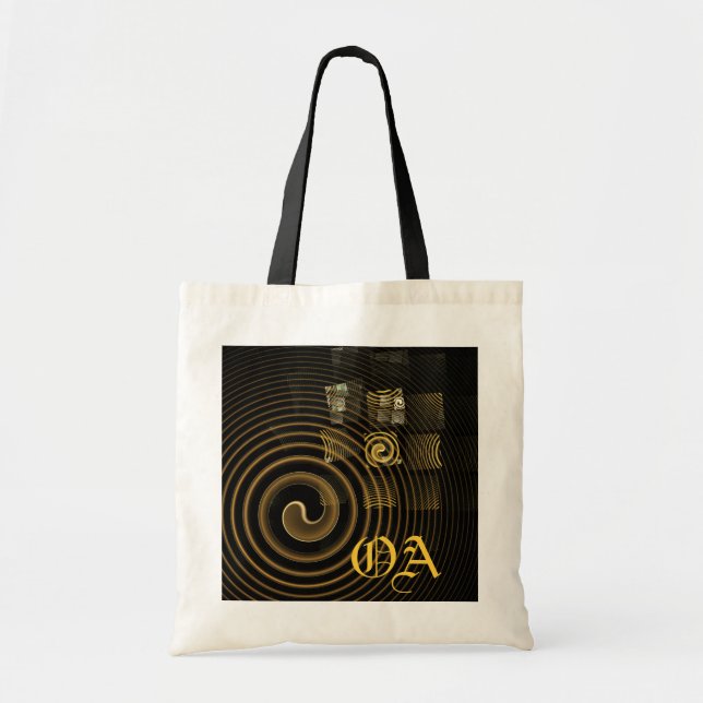 Hypnotic Golden Waves Modern Abstract Art Tote Bag (Front)