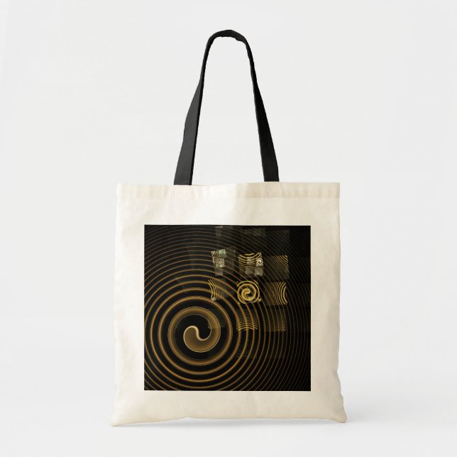 Hypnotic Golden Waves Modern Abstract Art Tote Bag (Front)
