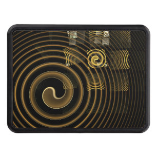 Hypnotic Golden Waves Modern Abstract Art Tow Hitch Cover