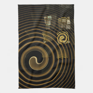 Hypnotic Golden Waves Modern Abstract Art Towel