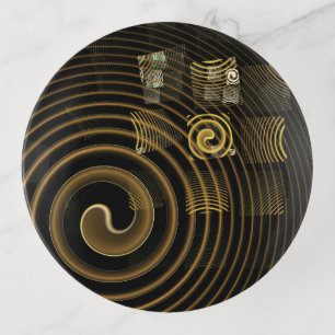 Hypnotic Golden Waves Modern Abstract Art Trinket Tray