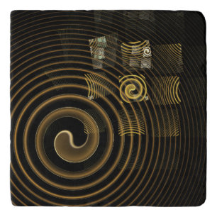 Hypnotic Golden Waves Modern Abstract Art Trivet