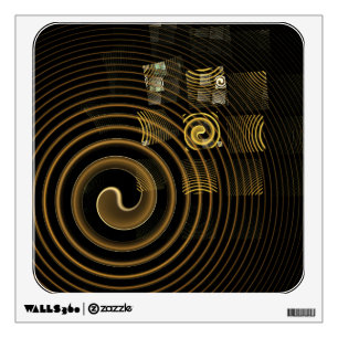 Hypnotic Golden Waves Modern Abstract Art Wall Sticker
