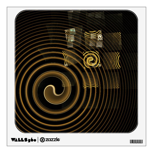Hypnotic Golden Waves Modern Abstract Art Wall Sticker (Front)