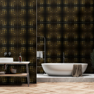 Hypnotic Golden Waves Modern Abstract Art Wallpaper