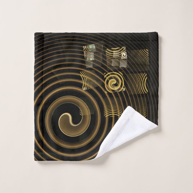 Hypnotic Golden Waves Modern Abstract Art Wash Cloth (Wash Cloth)