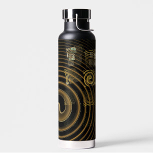 Hypnotic Golden Waves Modern Abstract Art Water Bottle