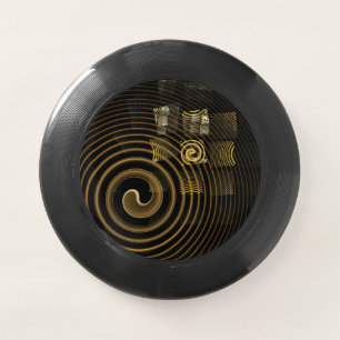 Hypnotic Golden Waves Modern Abstract Art Wham-O Frisbee