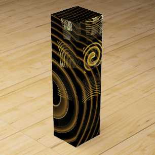 Hypnotic Golden Waves Modern Abstract Art Wine Box