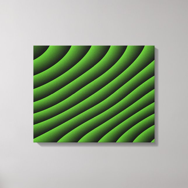Hypnotic Green Wavy Lines Canvas Print (Front)